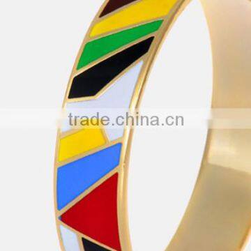 High Polished Stainless Steel Gold Enamel Ring With The Enamel photo-2
