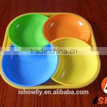 New arrival pet dog cat flower bowl seperate four bowls PP