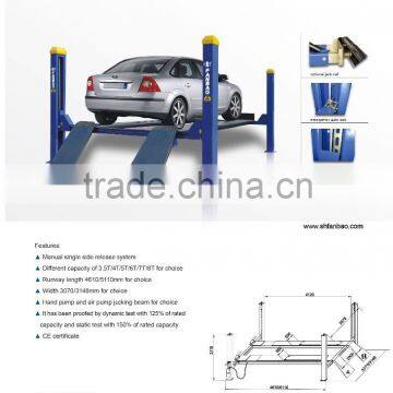 four post hydraulic car lift car workshop equipment 3.5T/4T/5T/6T/7T/8T for choice