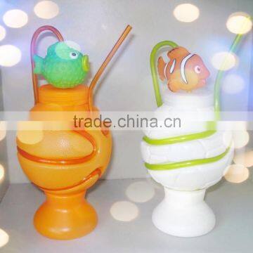 2014 world cup match plasitc football shape cup with straw