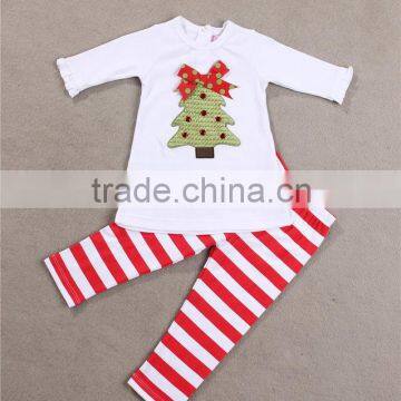 2015 new arrivals girl Chrismas white long sleeve t-shirt sets, t-shirt with pants