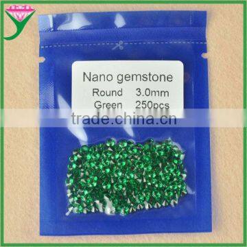 cheap price 3mm small size round brilliant cut lab created emeralds green nano loose gemstones