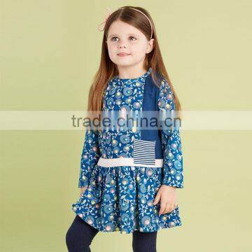 DK0027 dave bella 2015 autumn fashion printed princess kids dress girls clothes girls dress fairy dress