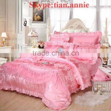 Bedding bedding set bedding bag custom-made Bedding set with lace pink color