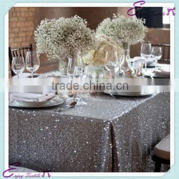 YHT#131 silver sequin polyester banquet wedding wholesale cheap table cloth linen overlay