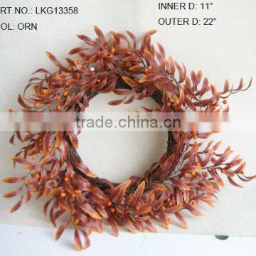 Popular Artificial Flower 22 inch Artificial Fall Autumn Leaf Wreath