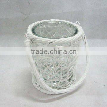 decorate willow flower pot with glass