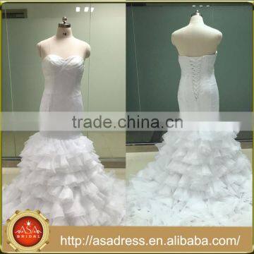 ASAW18 Charming Real Design Lace Up Luxurious Ruffled Skirt Mermaid Wedding Dress Gown Latest Design