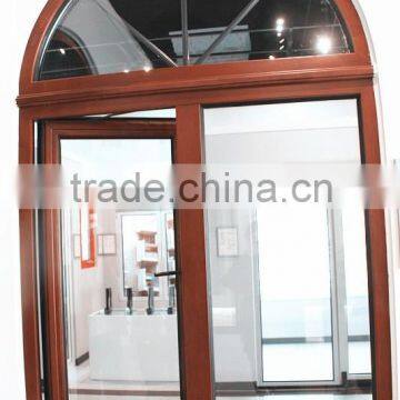 Italian style wood aluminum composite arched with grill outward opening window