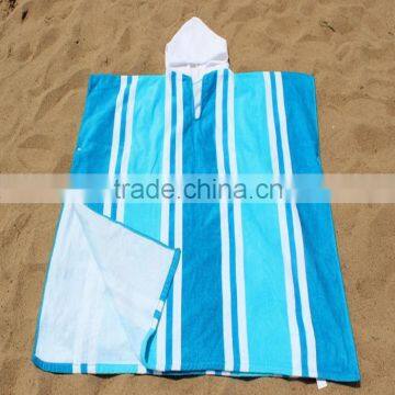 100% COTTON Yarn-dyed Woven Stripes Adult Poncho Towel Stripes Robe Towel