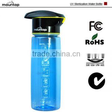 SOS function outdoor plastic water bottle/UV sterilizer outdoor sport water bottle