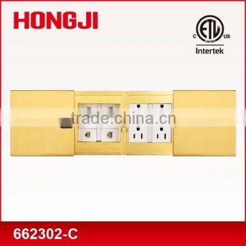 Duplex Flat push floor box in brass