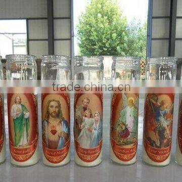glass jar church candle