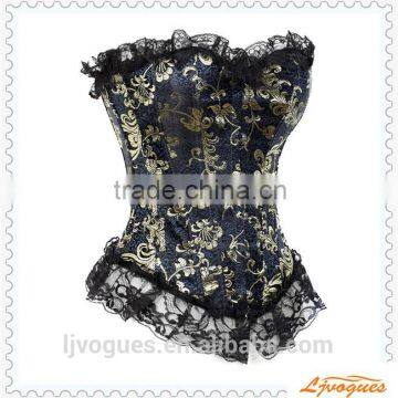 Plus size Blue Corset Wholesale Size from S to 6XL Lace Up with G-String Thong