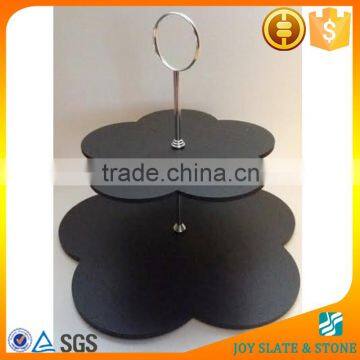 Natural Black 2 Tier Slate Cake Stand photo-3