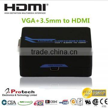 Hot selling 1080p HDCP HDMI Converter VGA+3.5mm to HDMI Mini Converter box