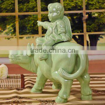 Light Green out apperance Jingdezhen made Ceramic Wine bottle on sales