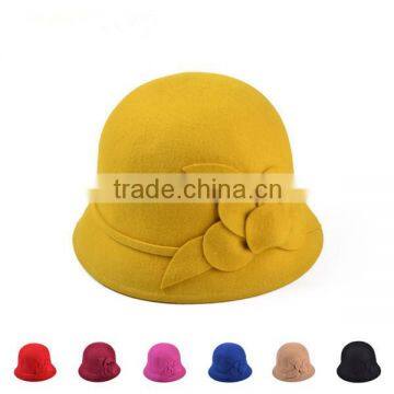 100% wool felt hat with flower