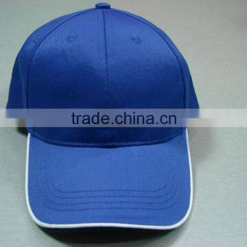 white piping and cotton sweatband polyester piping sport cap