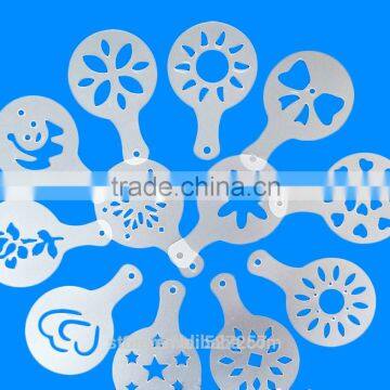 16Pcs/set Fashion Latte Cappuccino Coffee Barista Stencils Template Strew Pad Duster Spray Tools 2016 Hot Sale photo-2