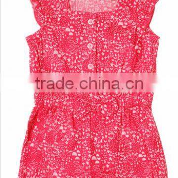 2016 Summer Hot Sale Baby Girls Lotus Leaf Sleeve Floral Romper