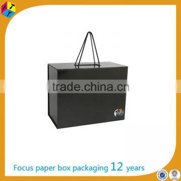 Black Foldable Cardboard Box With Rope Handle photo-3