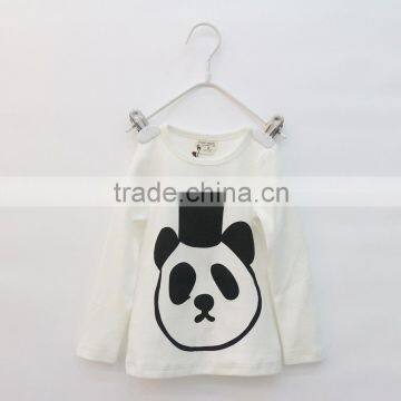 Wholesale 100% cotton long sleeve silk screen printing t shirt with panda graphic