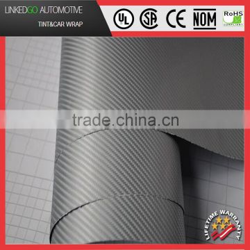 Good Car Cover 1.52*30M Air Bubble Free Promotional 4D Self Adhesive Gray Carbon Fiber