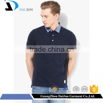 Men casual style high quality regular fit cotton navy button polo shirt wholesale china