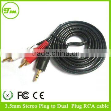 3.5mm Stereo Audio Plug to 2 Male Socket Cable Connector Adapter AV RCA cable