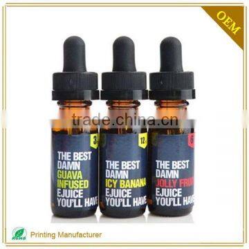 2016 China Custom Waterproof E-liquid Label Sticker For E-liquid Bottle