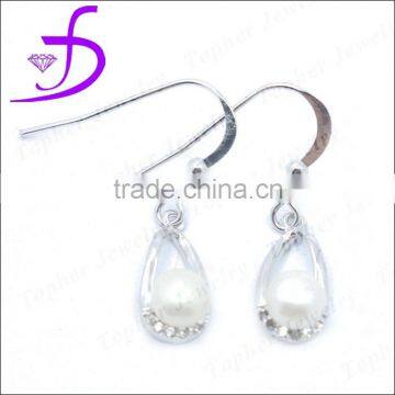 925 sterling silver jewelry wholesale fishhook large pearl drop earring