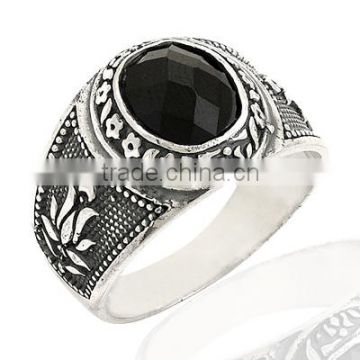 925K Sterling Silver Tulip Onyx Men Ring