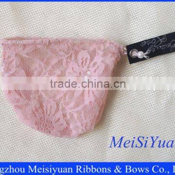 Customized lace organza bags with bead drawstring for perfume bottle