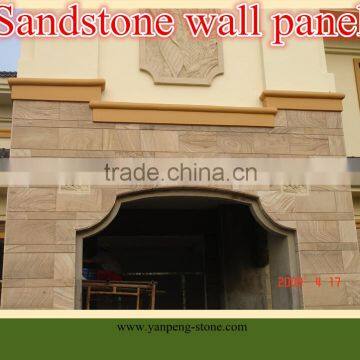 wooden yellow sandstone wall panel