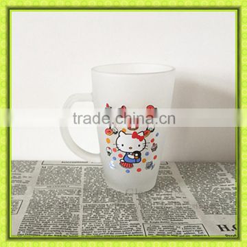 Unique stocked 300ml frosted water glass tumbler with customized design printing