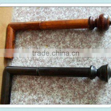 Contemporary Bay Window Decorative Wooden Curtain Rod Poles Set