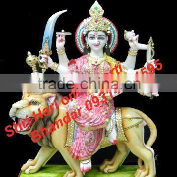 White Makrana Marble Durga mata Idol