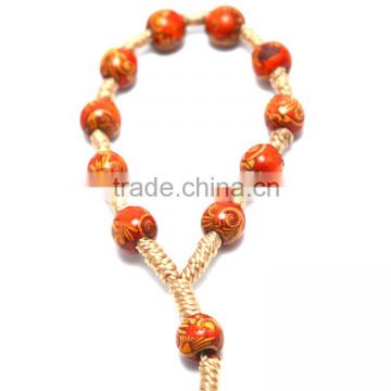 cording bead rosary,wooden deads rosary necklace,catholic decade rosaries yiwu