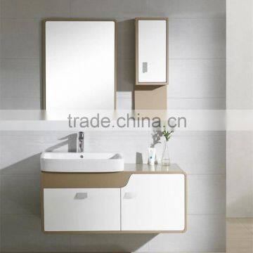 1038 Modern small oak wood bathroom vanities with side cabinet