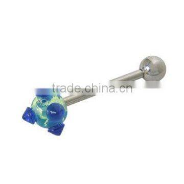 Straight Barbell Tongue Ring Surgical Steel with UV Acrylic Ball --BG