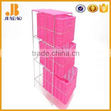 Plastic Rattan Pink Storage Cabinet