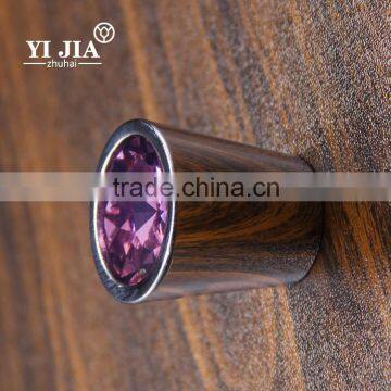 1 1/9 inch barrel shape chrome plated amethyst crystal knob with zinc base