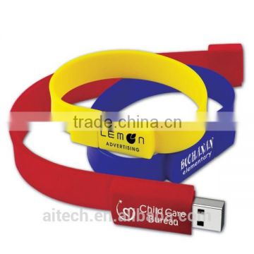 Promotion customized flower bracelet silicon usb flash drive 16gb