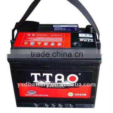 12v 55ah Sealed MF lead acid battery on car