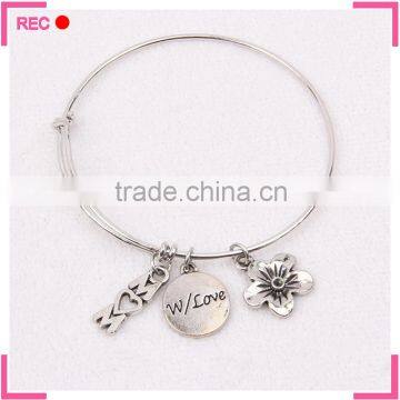 Adjustable wire bangle bracelet wholesale, mom pendant new model bangles