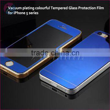 Mirror Design Colored Tempered Glass Front Screen Protector Film For iPhone 5 5S