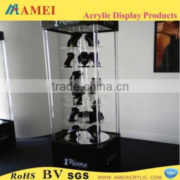 2013 Hot acrylic rotating jewelry display stand with hooks/Customized acrylic rotating jewelry display stand with hooks