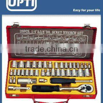 39pcs 1/4" & 3/8" Dr. Ratchet hanlde Socket Wrench Set