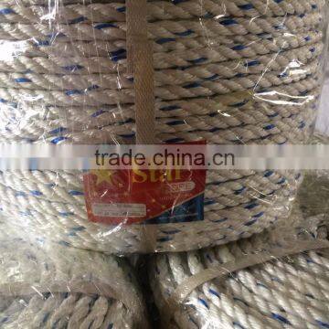 5-24MM white with bule tracer PP Danline rope 3 strands pp marine rope